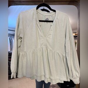 Pilcro Soft Mint Babydoll Top